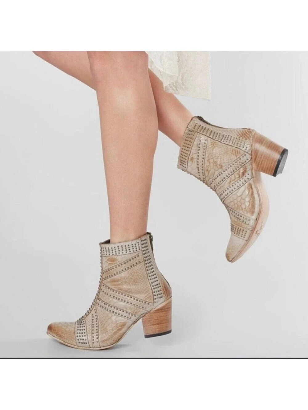 Freebird‎ by Steven Nelle Studded Cream Ankle Booties